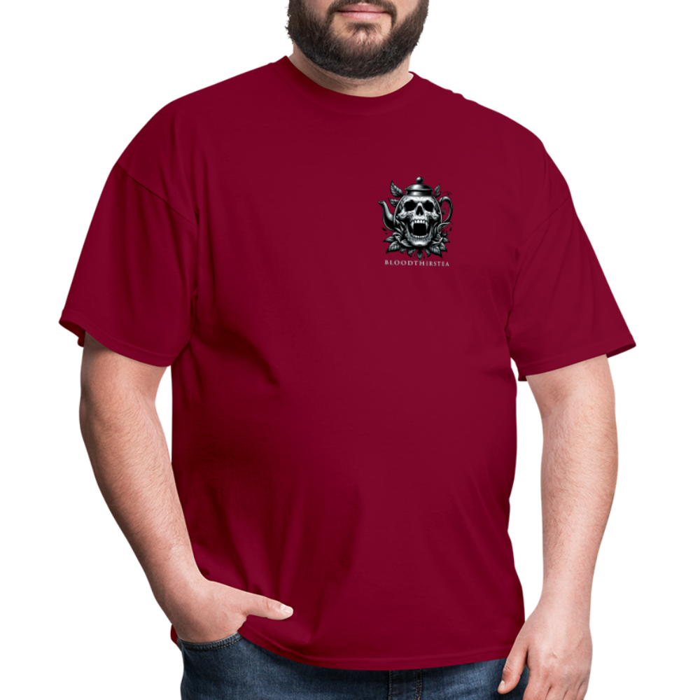 Extended Sizes - White Logo Crewneck Tee - burgundy