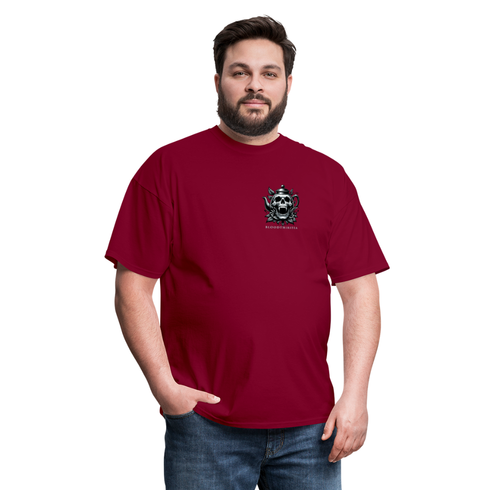 Extended Sizes - White Logo Crewneck Tee - burgundy