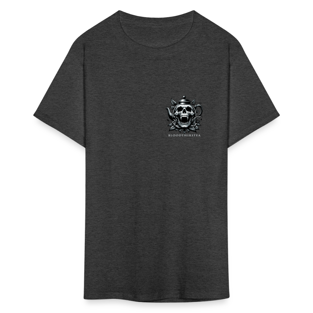 Extended Sizes - White Logo Crewneck Tee - heather black