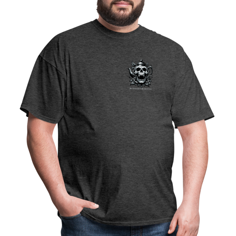 Extended Sizes - White Logo Crewneck Tee - heather black