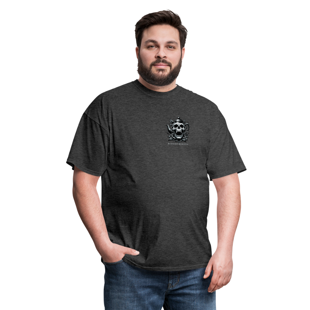 Extended Sizes - White Logo Crewneck Tee - heather black