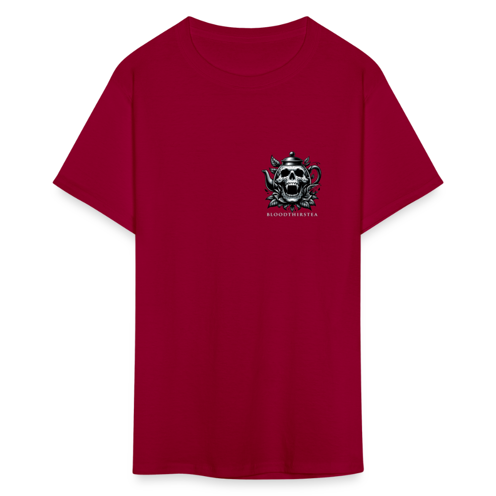 Extended Sizes - White Logo Crewneck Tee - dark red