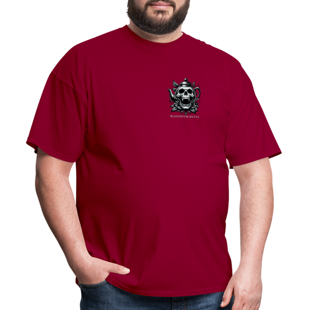 Extended Sizes - White Logo Crewneck Tee - dark red