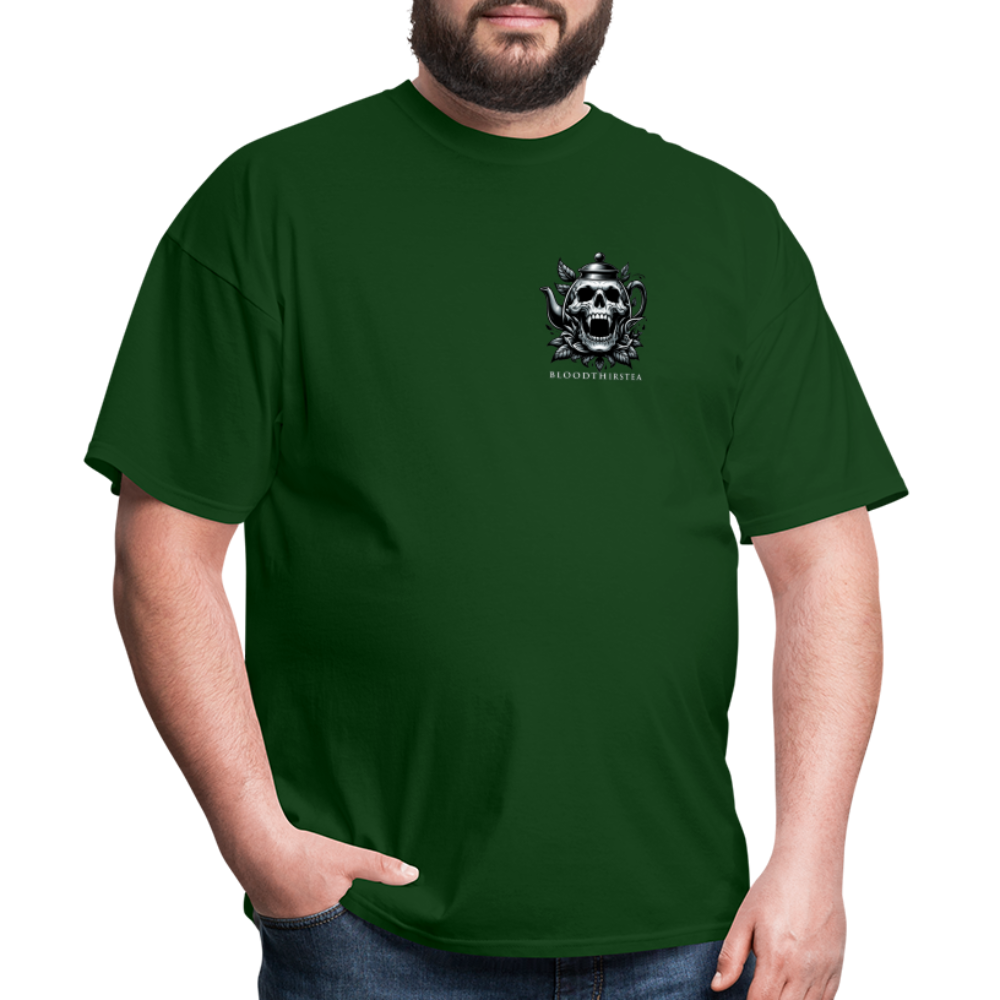 Extended Sizes - White Logo Crewneck Tee - forest green