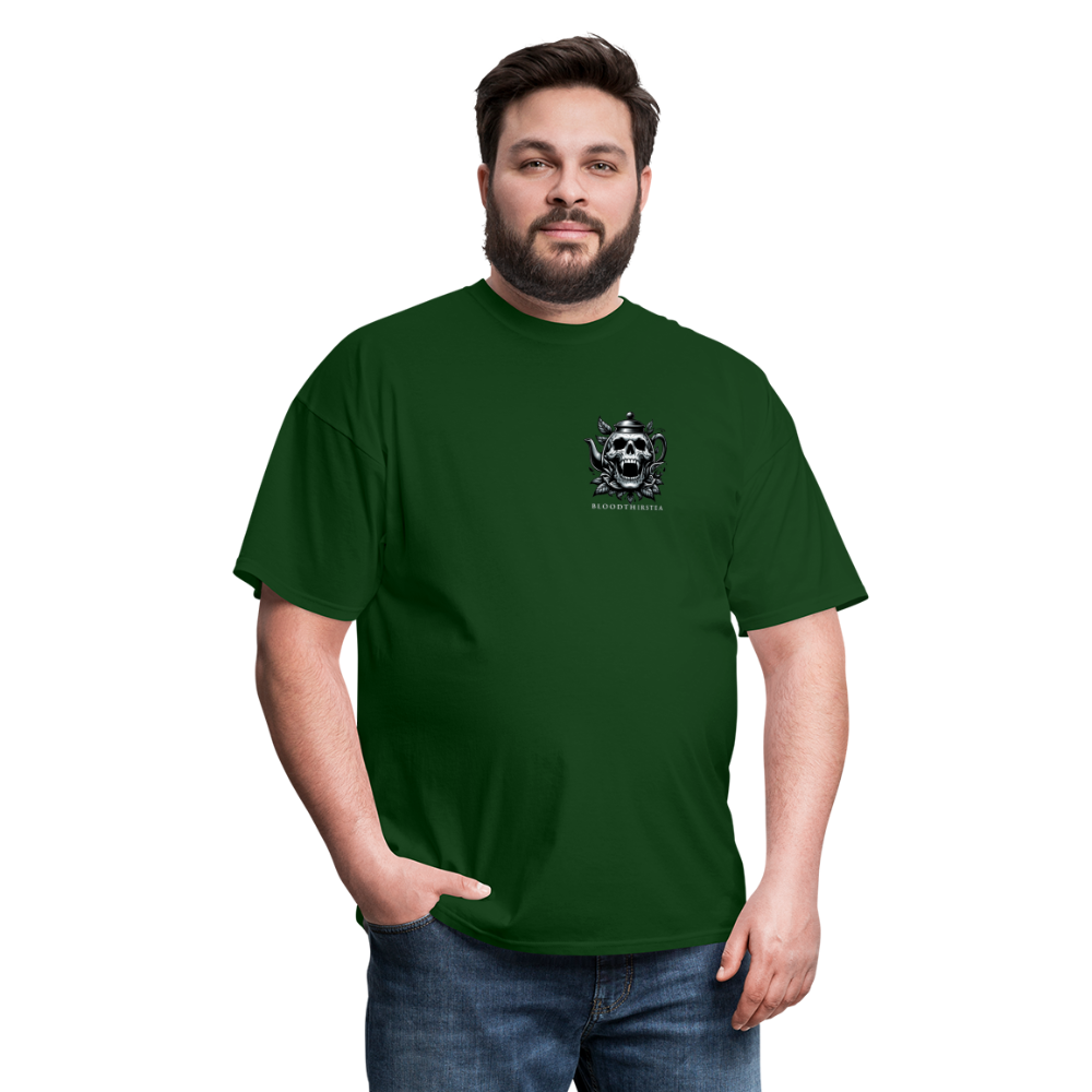 Extended Sizes - White Logo Crewneck Tee - forest green